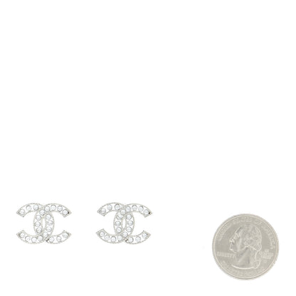 Chanel Crystal CC Chain Earrings Silver 2 of 5