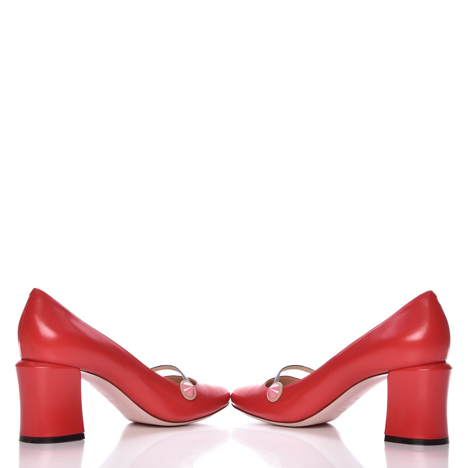 Fendi Calfskin Rainbow Mary Jane Pumps 39 Flame Sand 5 of 13