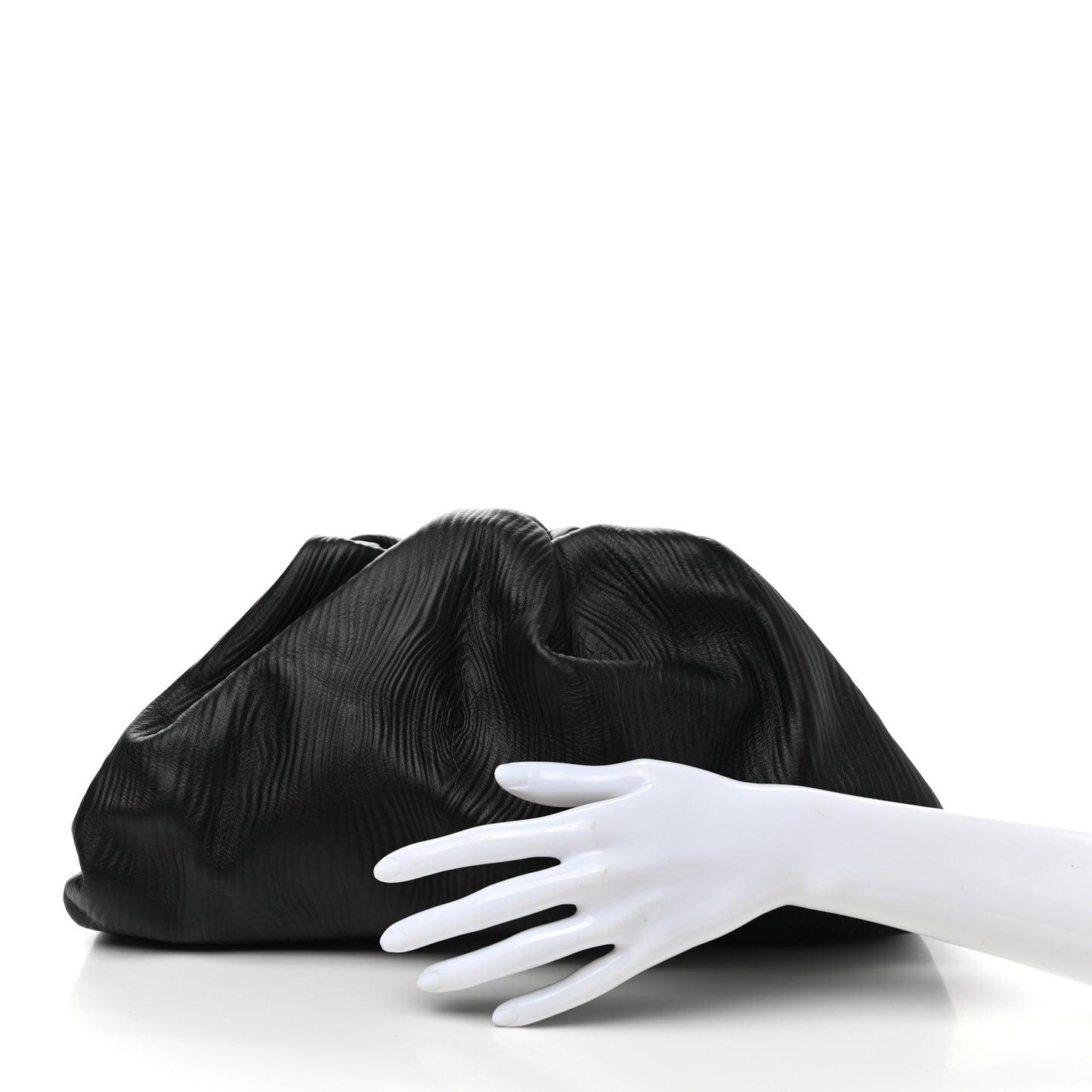Bark Calfskin Embossed The Pouch Oversized Clutch Black