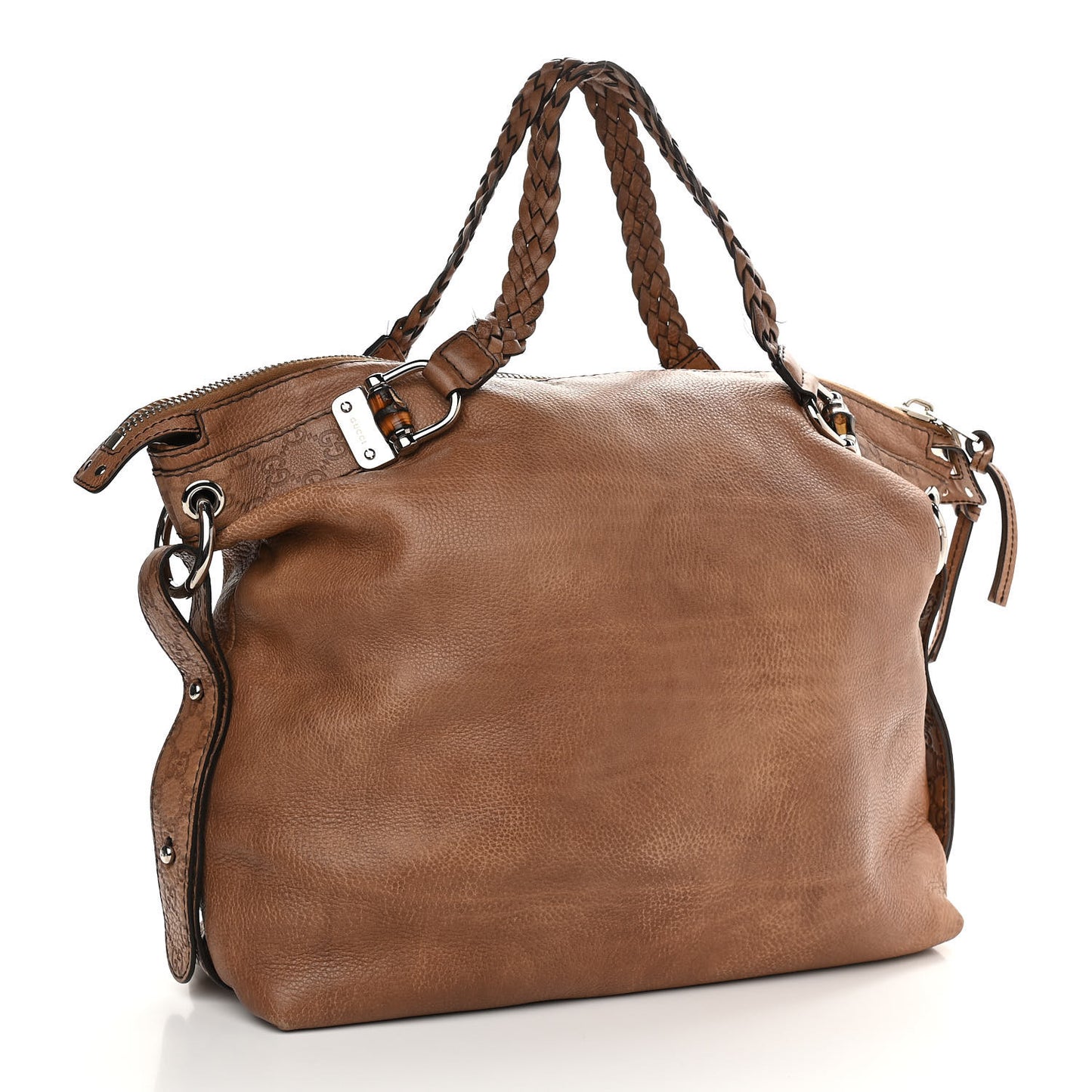 Calfskin Large Bamboo Bar Shoulder Bag Light Brown