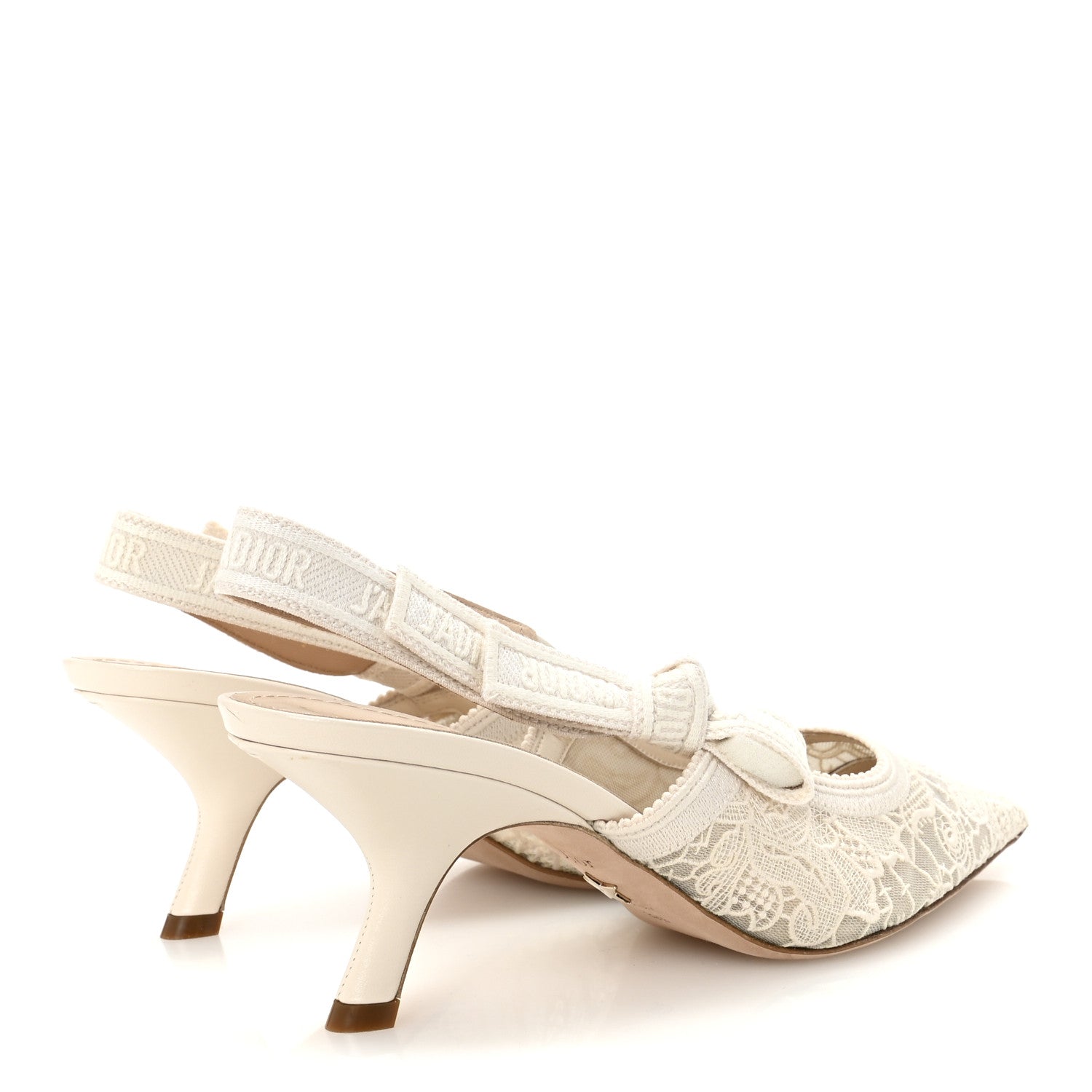 Christian Dior Lace Embroidered J'adior Slingback 65mm Pumps 39.5 White 5 of 10