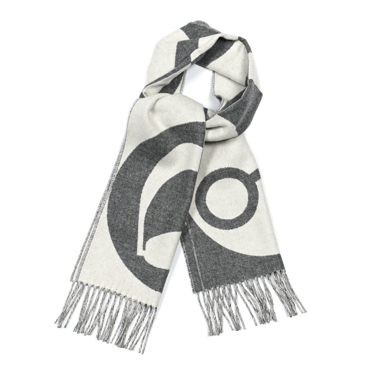 Cashmere Casaque Charms Muffler Gris Flanelle Ivoire