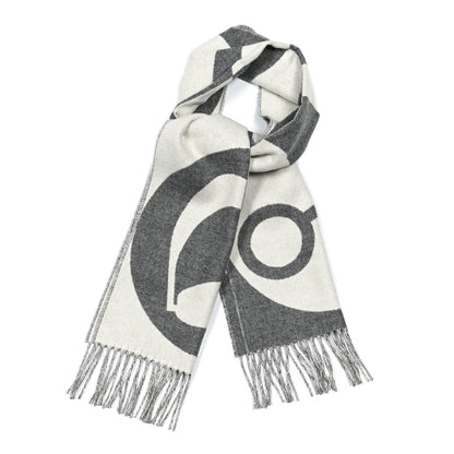 Hermes Cashmere Casaque Charms Muffler Gris Flanelle Ivoire 1 of 4