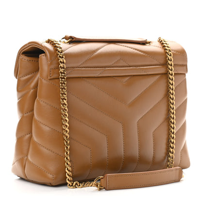 Saint Laurent Calfskin Y Quilted Monogram Small Loulou Chain Satchel Dark Natural 3 of 11