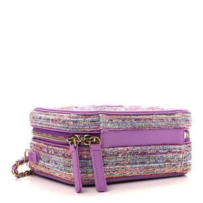 Chanel Tweed Quilted Small CC Filigree Vanity Case Purple Multicolor 4 of 10