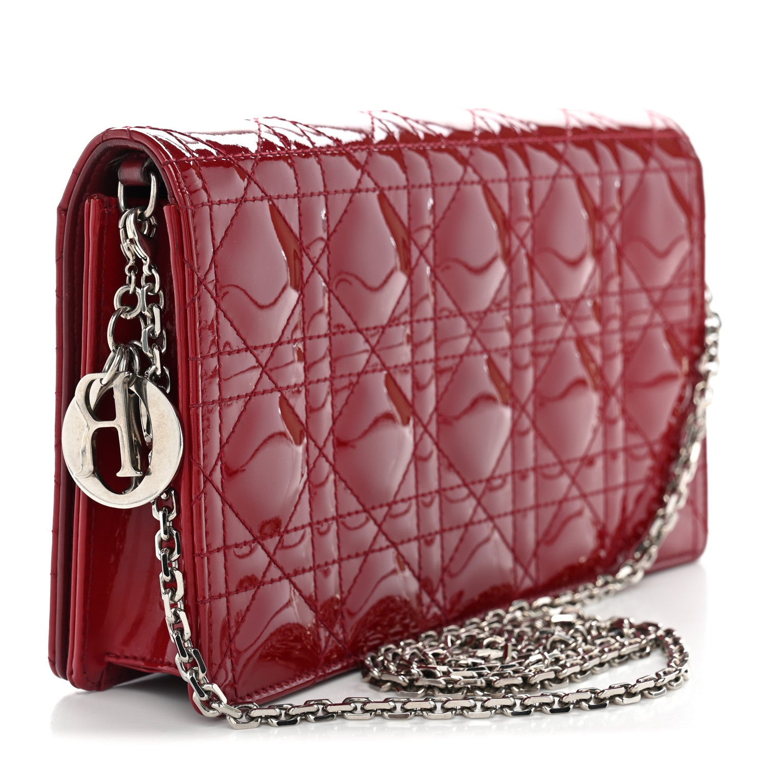 Christian Dior Patent Cannage Lady Dior Clutch Red Red 3 of 11