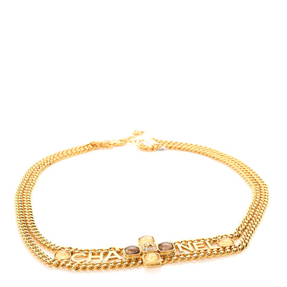Chanel Metal Natural Stones Logo Chain Belt 85 85/34 Gold 1 of 4