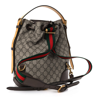 Gucci GG Supreme Monogram Neo Vintage Drawstring Bucket Backpack Beige New Acero Crop 3 of 11
