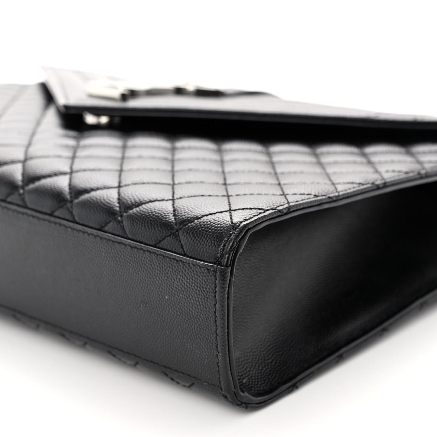 Grain De Poudre Textured Mixed Matelasse Large Triquilt Monogram Satchel Black