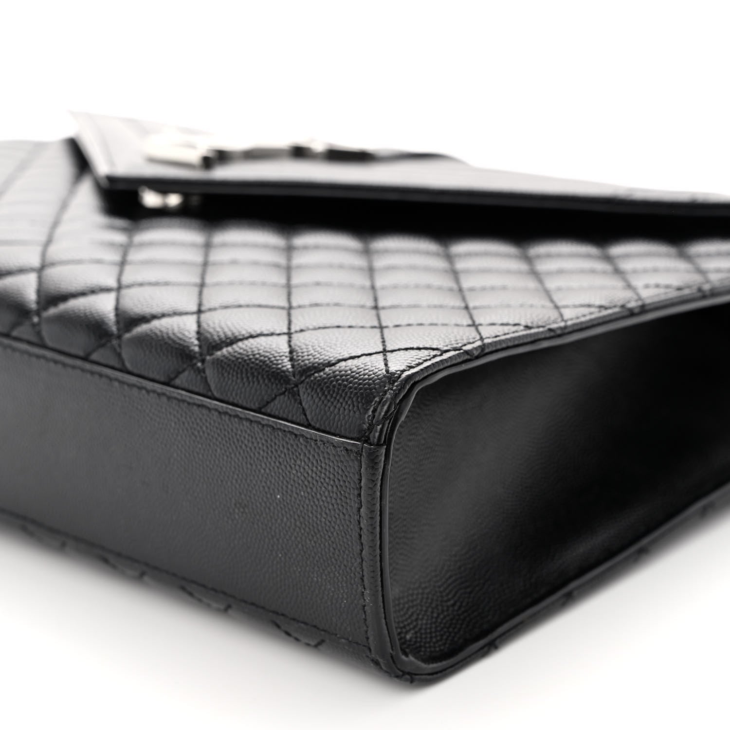 Saint Laurent Grain De Poudre Textured Mixed Matelasse Large Triquilt Monogram Satchel Black 9 of 9