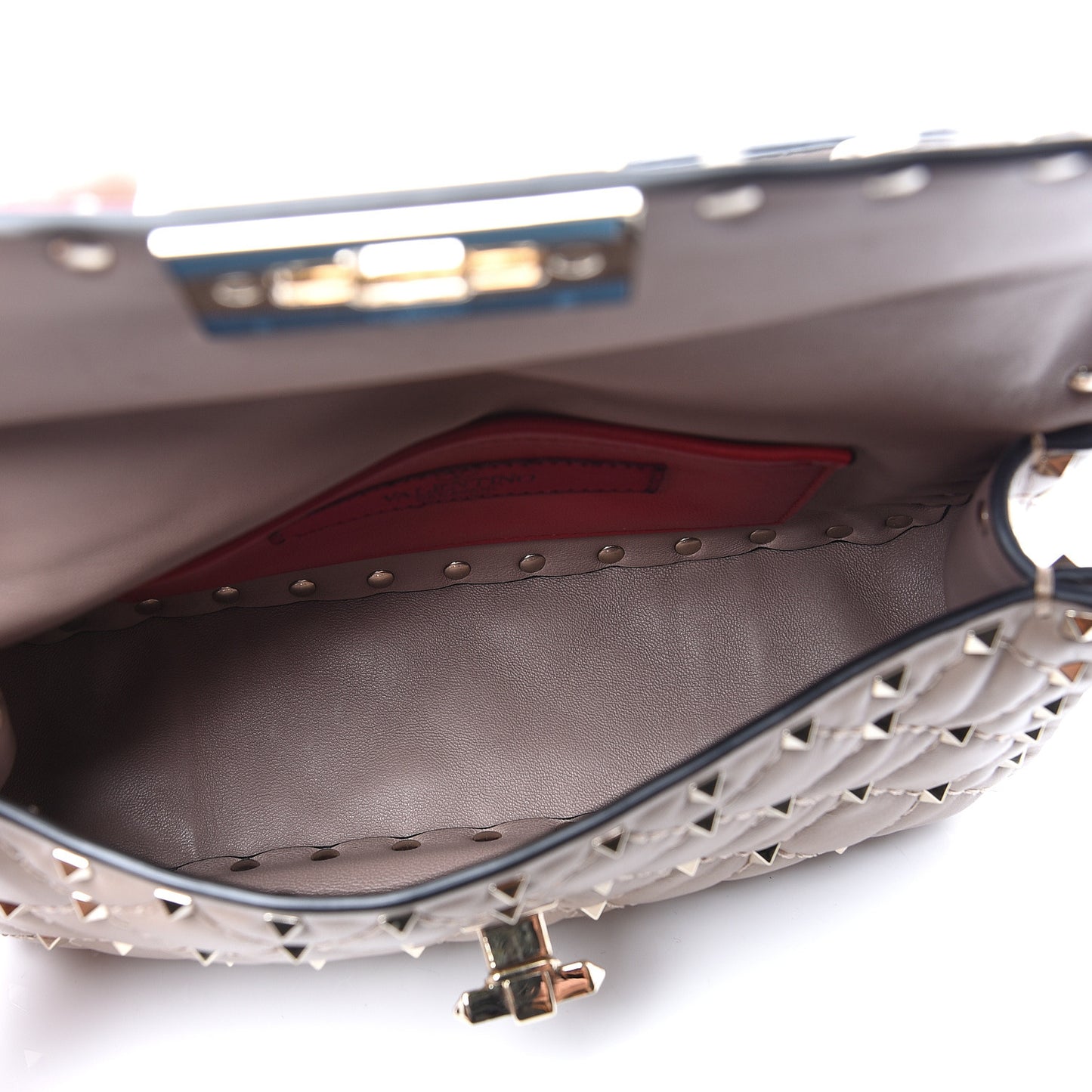 Nappa Small Rockstud Spike Shoulder Bag Poudre