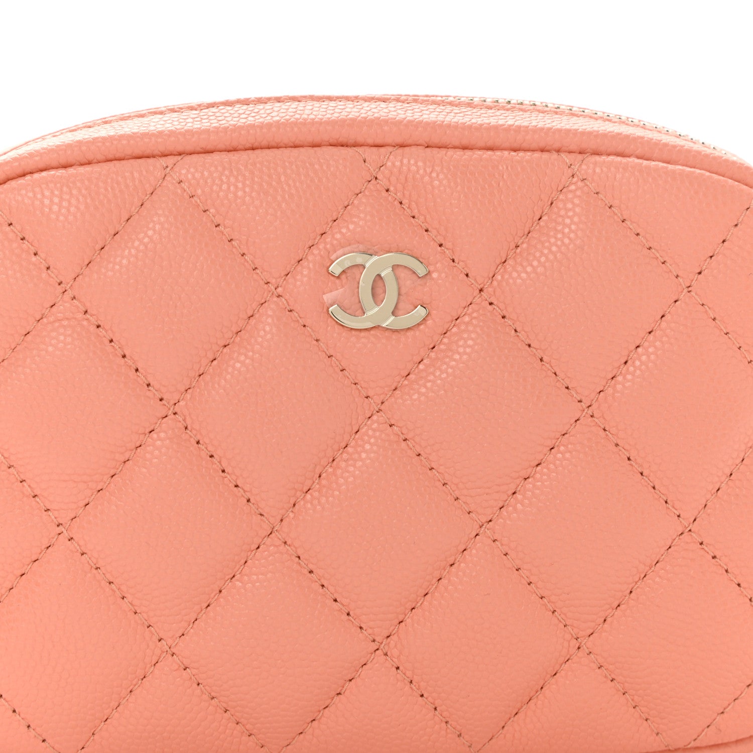 Chanel Caviar Quilted Small Curvy Pouch Cosmetic Case Light Orange 8 of 9