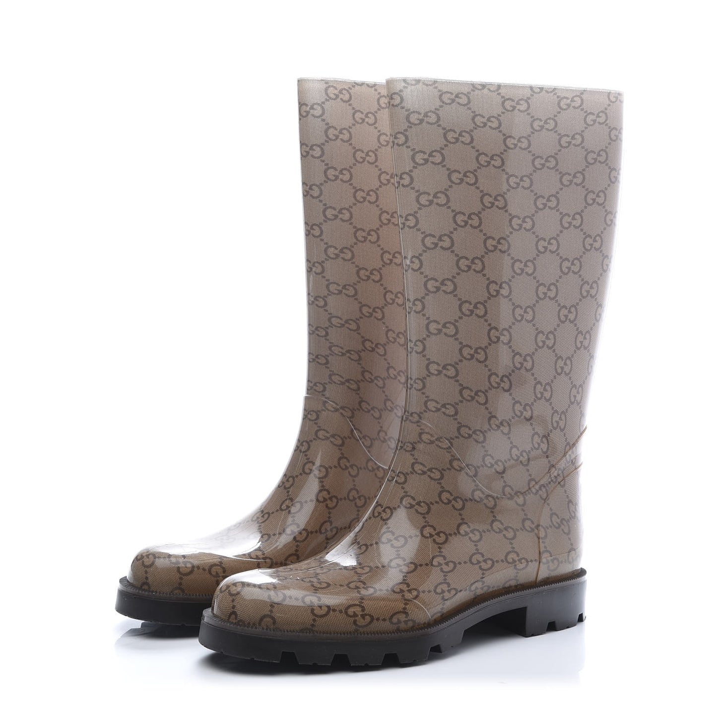 Rubber Monogram Edinburg Rain Boots 38 Transparent Cocoa