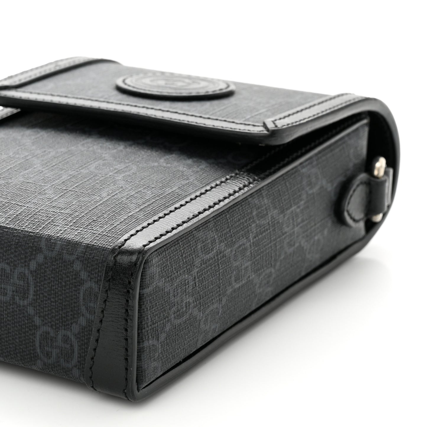 GG Supreme Monogram Azalea Calfskin Mini Retro Interlocking G Crossbody Bag Black