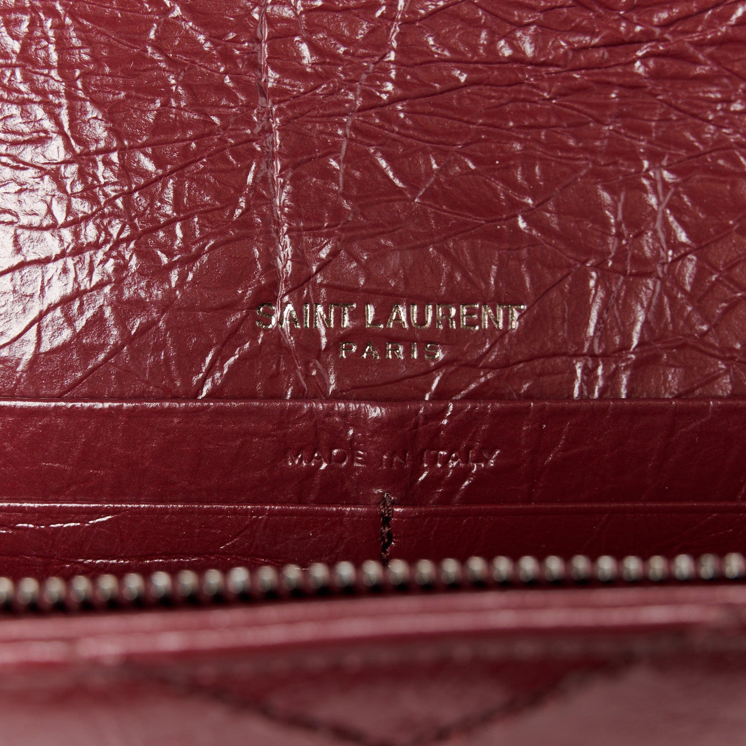 Saint Laurent Crinkled Calfskin Matelasse Monogram Niki Wallet Rouge Legion 6 of 8