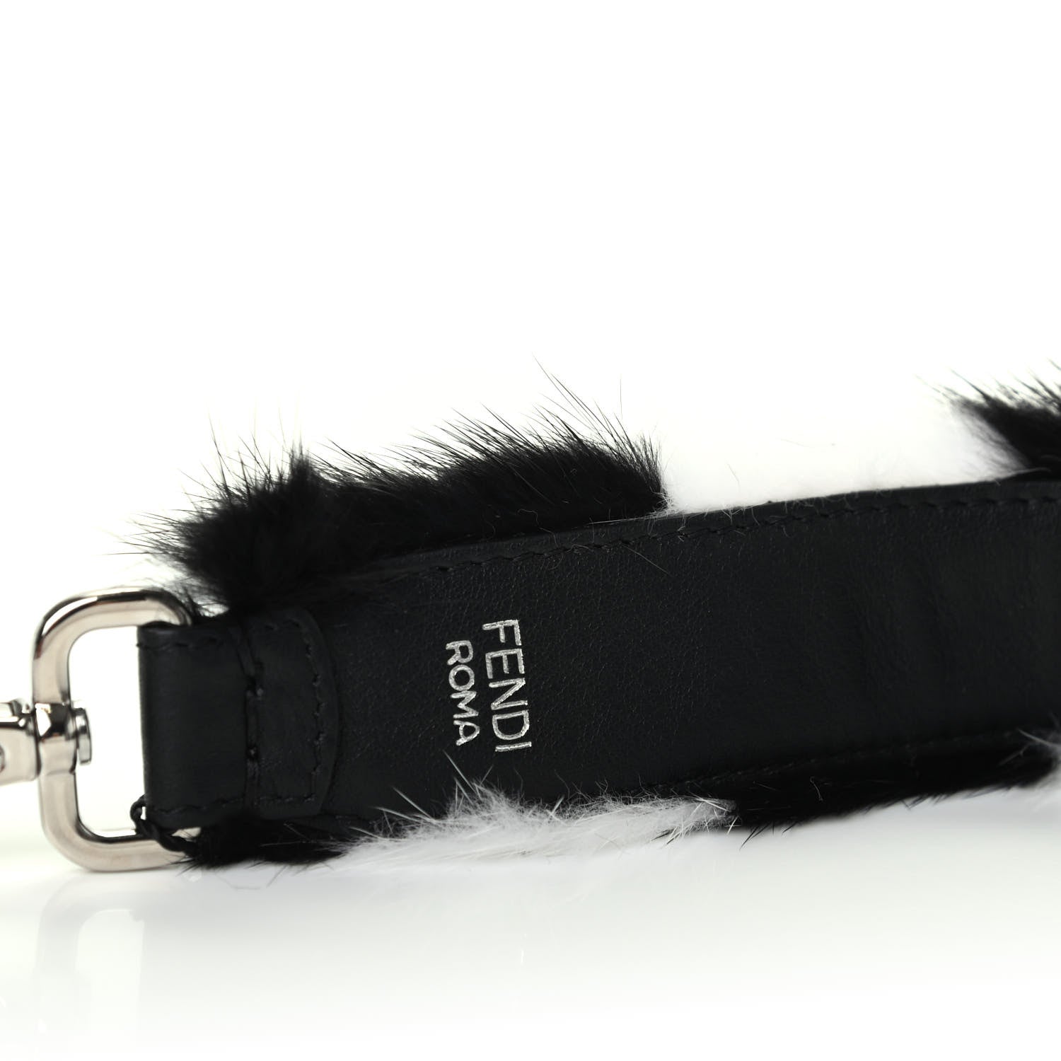 Fendi Mink Fur Vitello Dolce Pequin Mini Strap You Black White 4 of 4