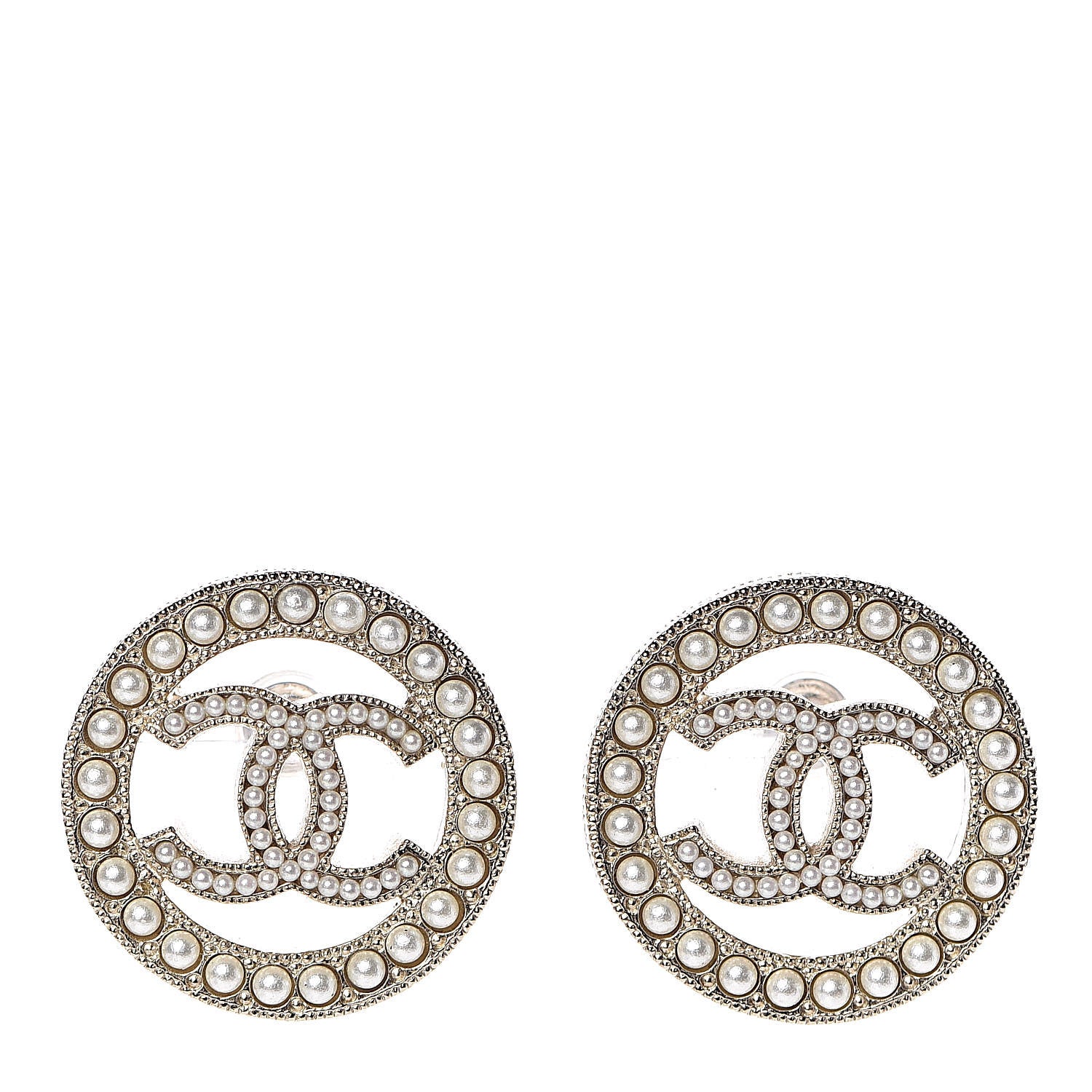Chanel Pearl CC Round Earrings Gold 1 of 5