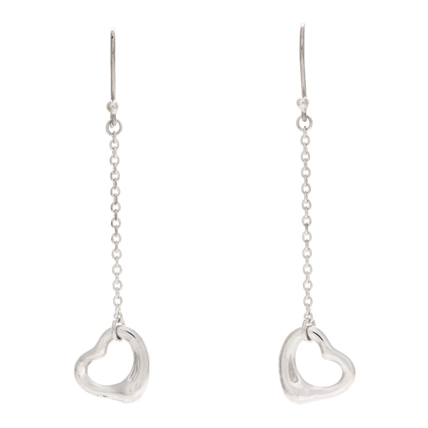 Tiffany Sterling Silver Elsa Peretti Open Heart Drop Earrings 1 of 4