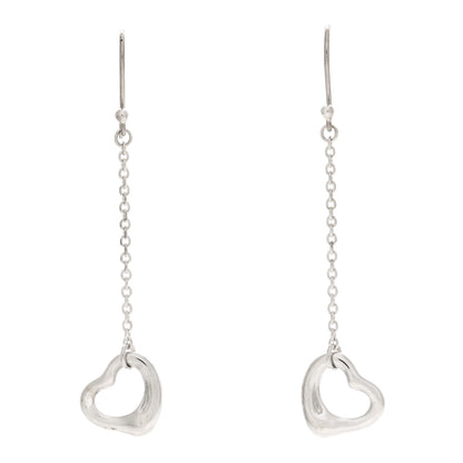 Tiffany Sterling Silver Elsa Peretti Open Heart Drop Earrings 1 of 4