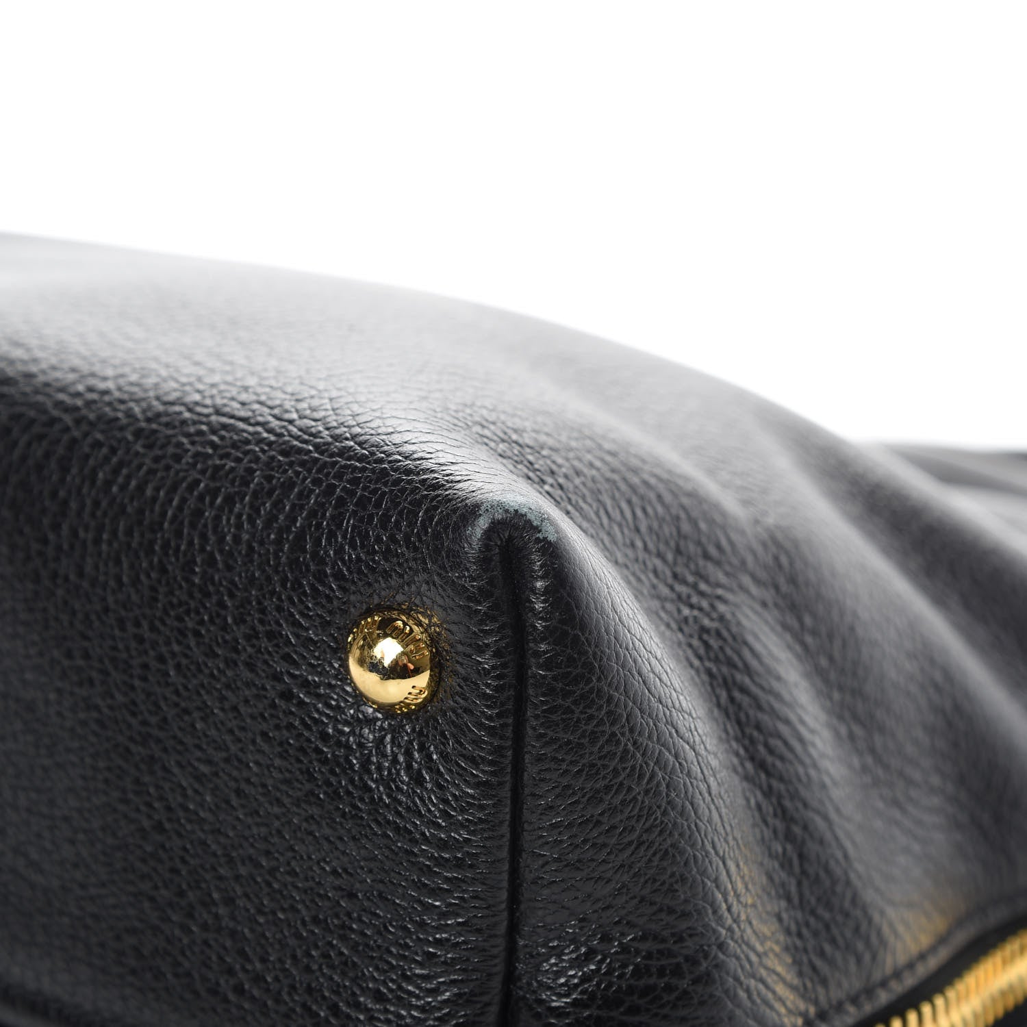 Miu Miu Goatskin Madras Zip Tote Black 11 of 15