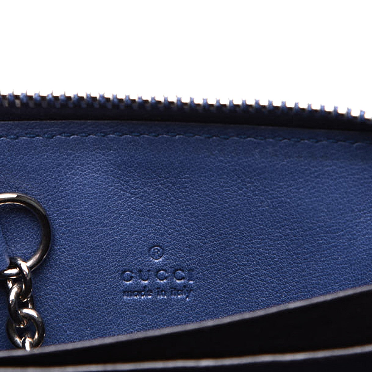 Gucci Microguccissima Zip Around Key Ring Coin Purse Mineral Blue 5 of 11