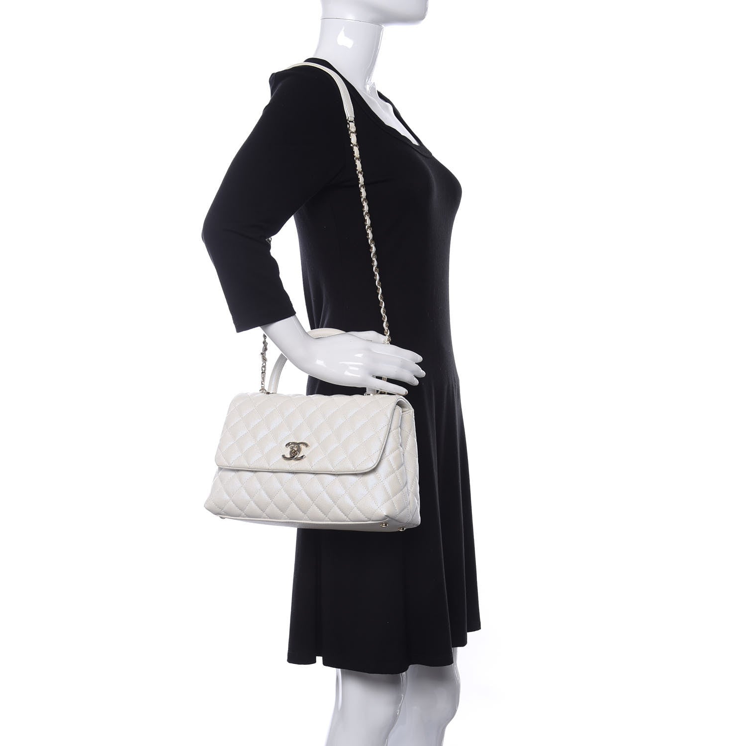 Chanel Iridescent Caviar Quilted Small Coco Handle Flap White 2 of 11