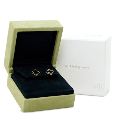 Van Cleef & Arpels 18K Yellow Gold Black Onyx Sweet Alhambra Earrings 5 of 5