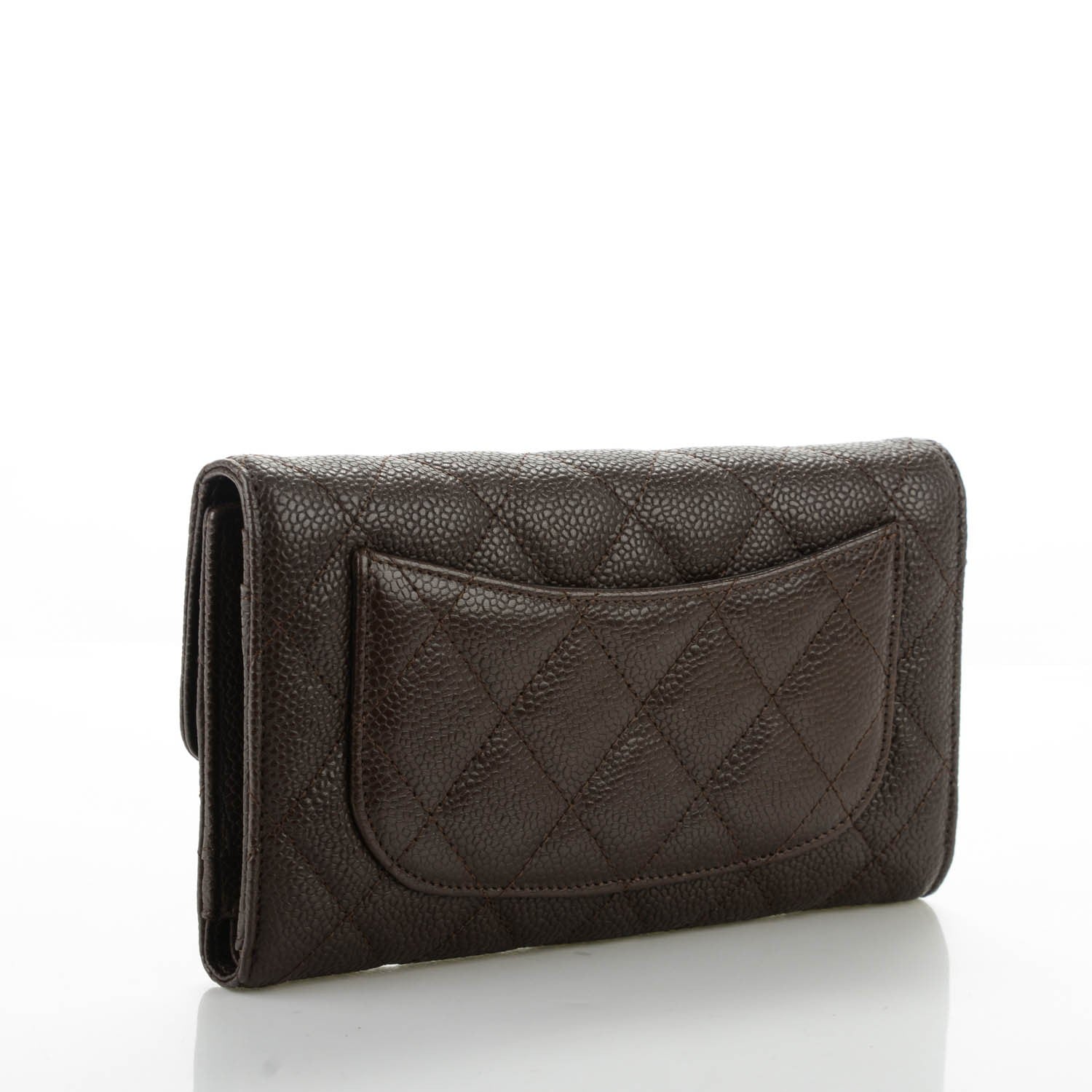 Chanel Caviar Quilted Long Flap Wallet Dark Brown 3 of 8
