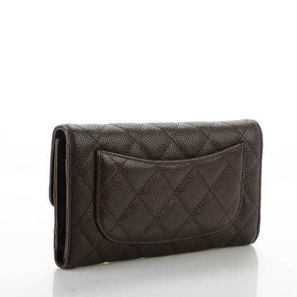 Chanel Caviar Quilted Long Flap Wallet Dark Brown 3 of 8