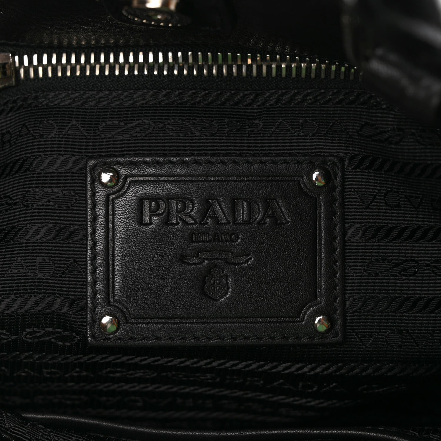 Prada Soft Calfskin Pleated Shoulder Bag Black 5 of 9