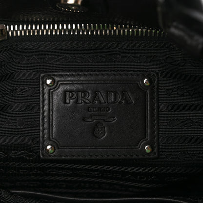 Prada Soft Calfskin Pleated Shoulder Bag Black 5 of 9