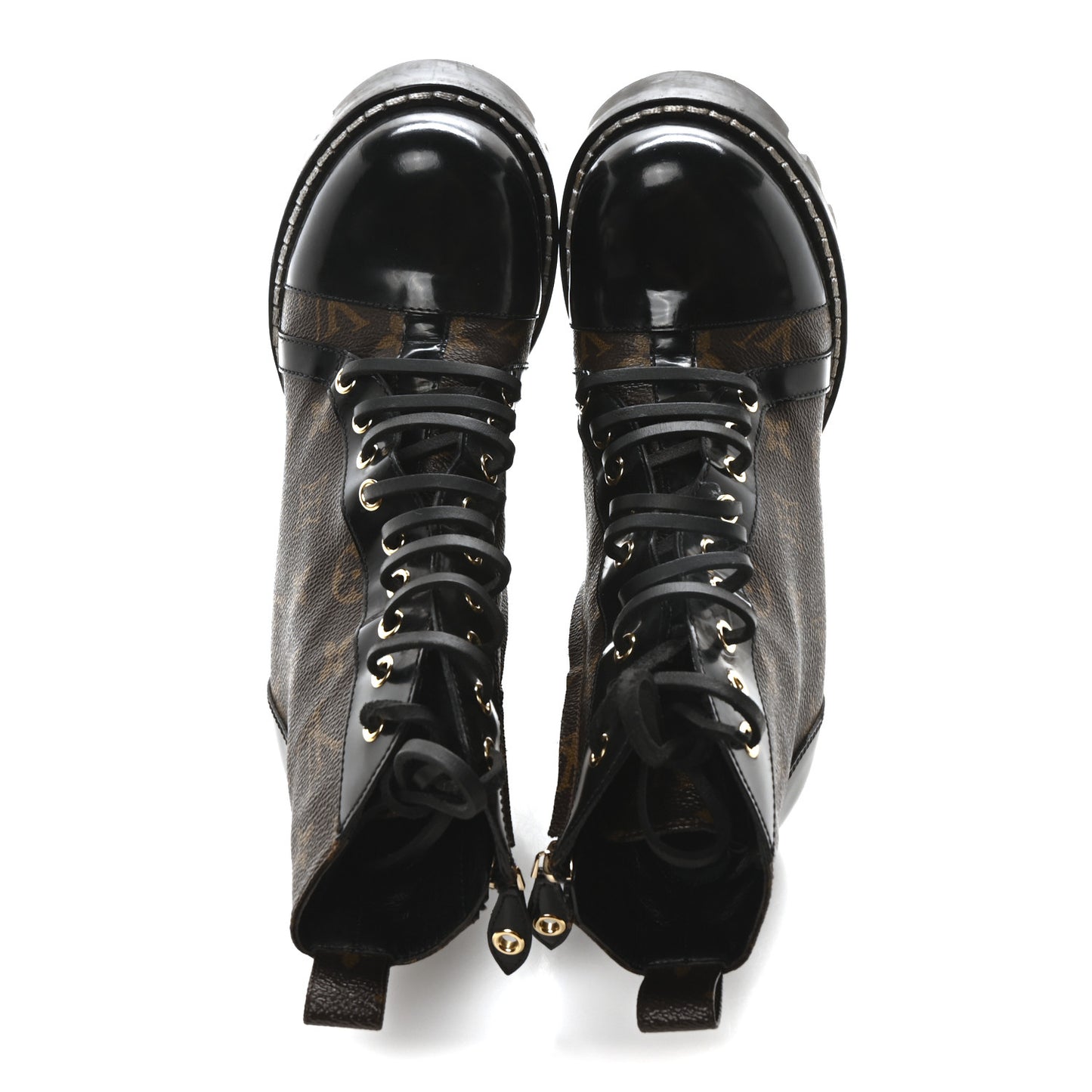 Patent Calfskin Monogram Star Trail Ankle Boots 38.5 Black