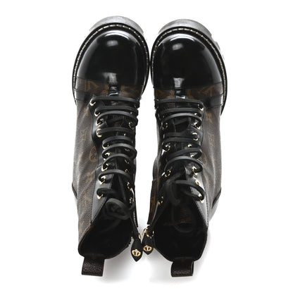 Louis Vuitton Patent Calfskin Monogram Star Trail Ankle Boots 38.5 Black 2 of 9