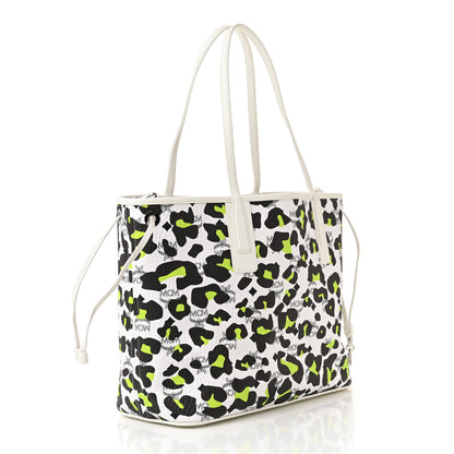 MCM Leopard Visetos Medium Aren Shopper Tote White 4 of 10