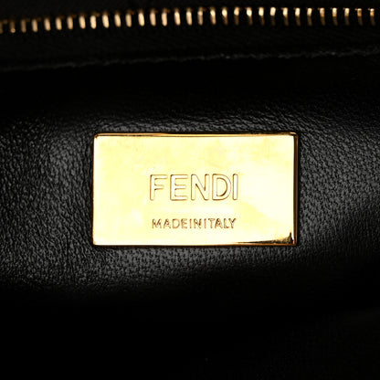 Fendi Shearling Nappa Macro FF 1974 Mini Peekaboo Iconic Satchel Tobacco Black 7 of 11