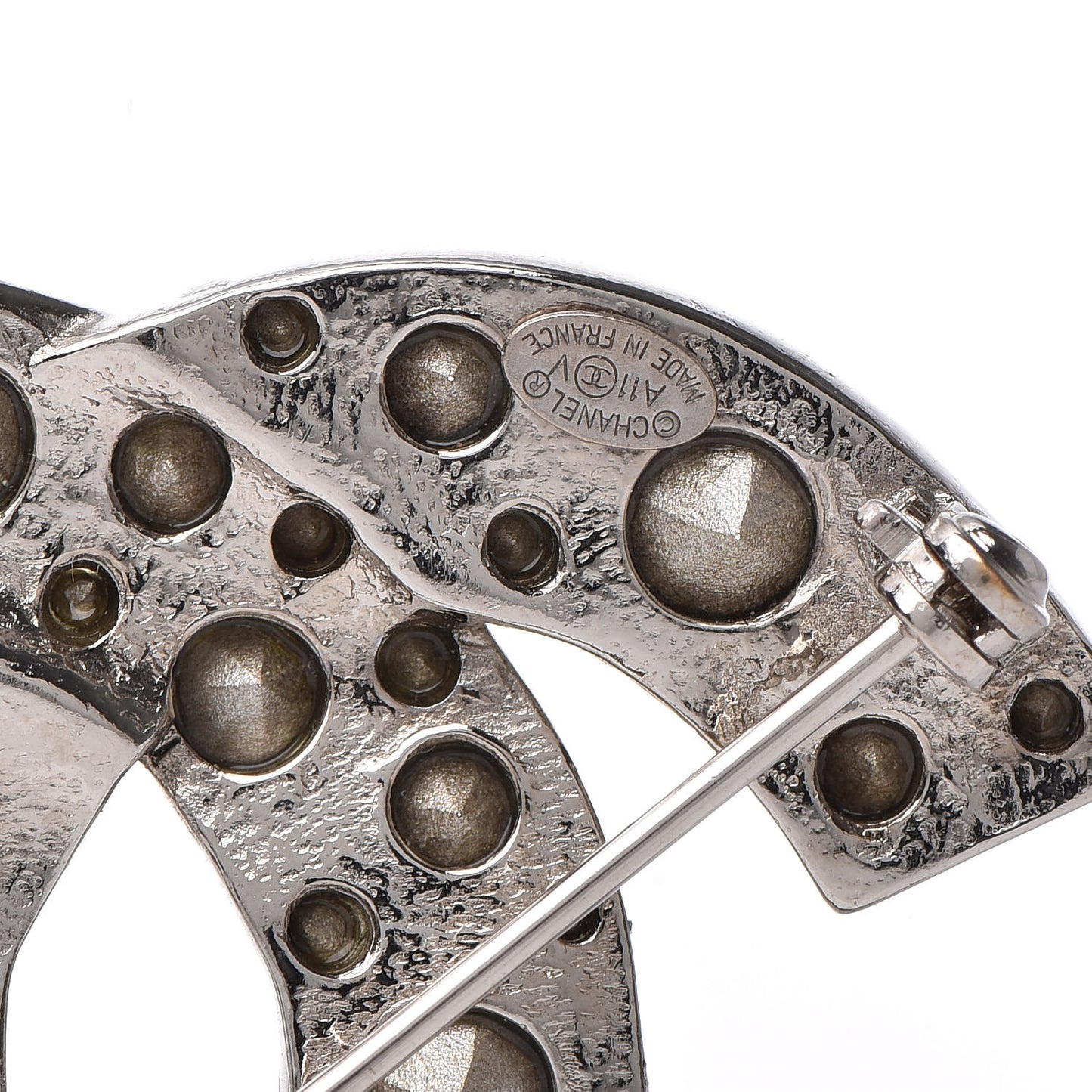 Crystal Large CC Brooch Silver