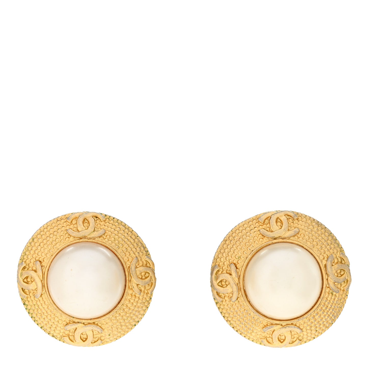 Pearl CC Clip On Earrings Gold