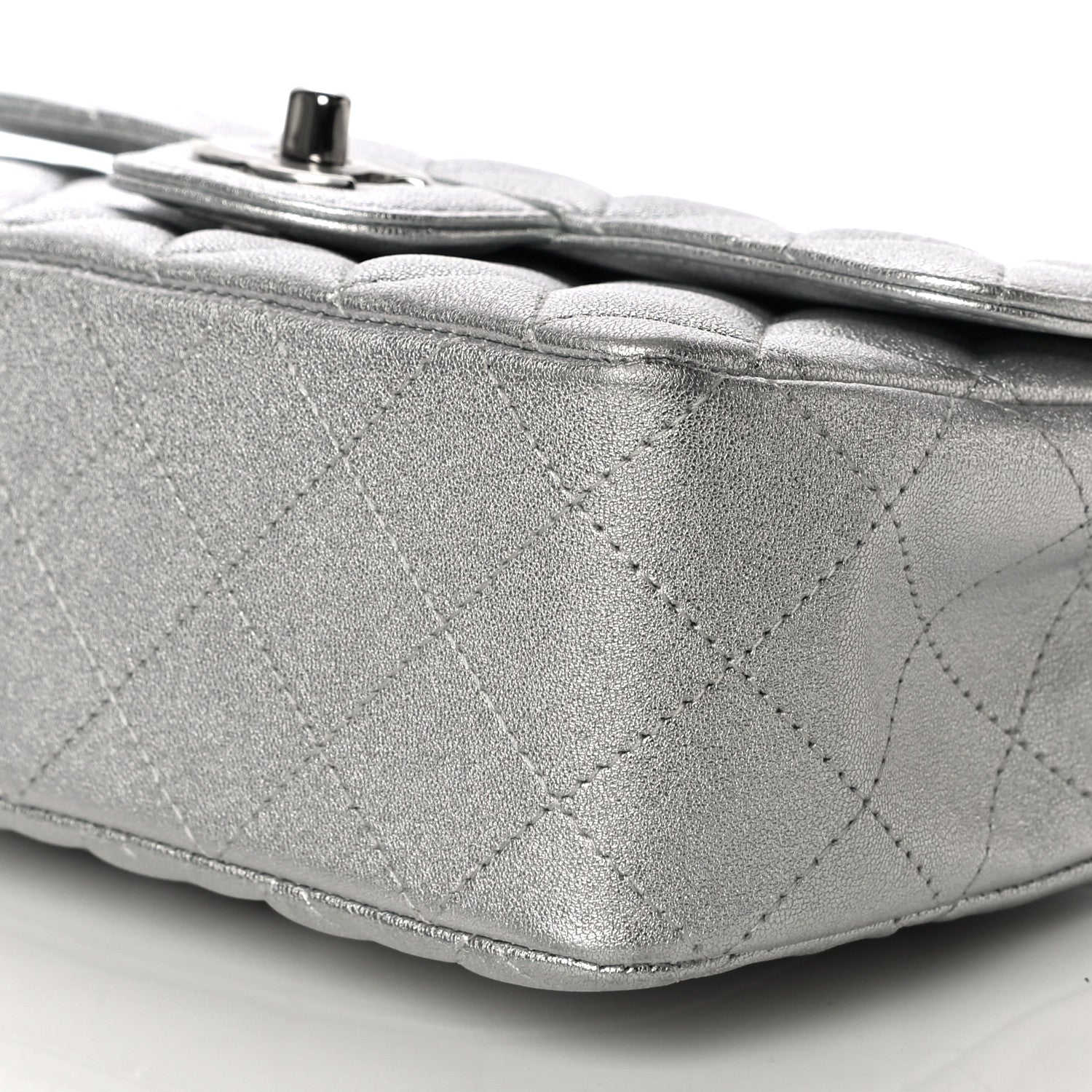 Chanel Metallic Lambskin Quilted Mini Rectangular Flap Silver 10 of 10
