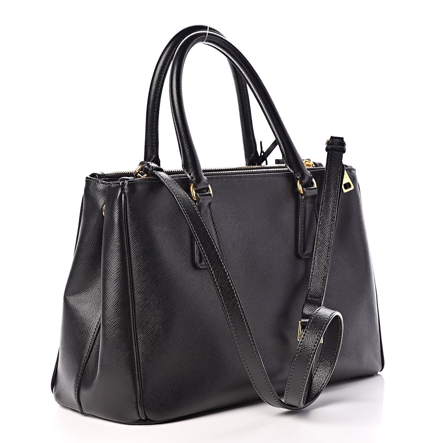 Saffiano Small Galleria Double Zip Tote Black