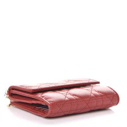 Christian Dior Lambskin Cannage Lady Dior Compact Wallet Rusty Red 4 of 9