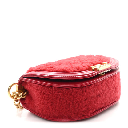 Chanel Calfskin Shearling Quilted Small Boy Messenger Bag Red 4 of 11