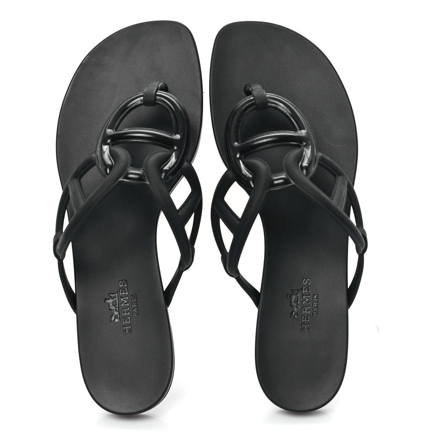Hermes Rubber Womens Egerie Sandals 35 Black 2 of 10