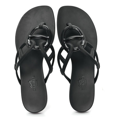 Hermes Rubber Womens Egerie Sandals 35 Black 2 of 10