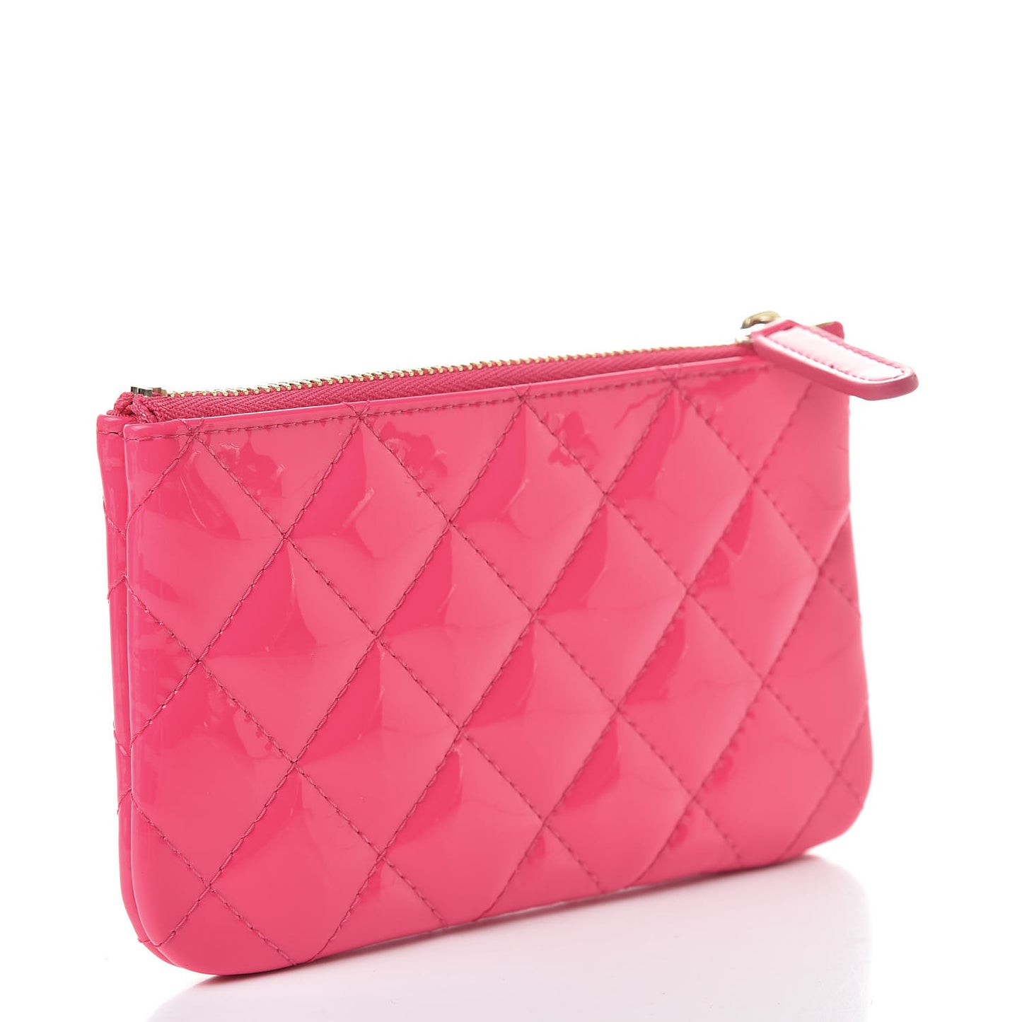 Patent Quilted Small Cosmetic Case Pink