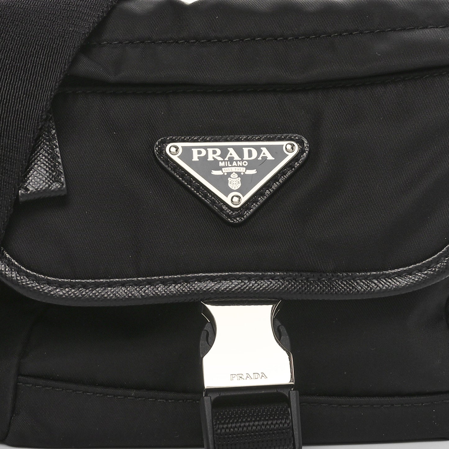 Re-Nylon Saffiano Triangle Shoulder Bag Black