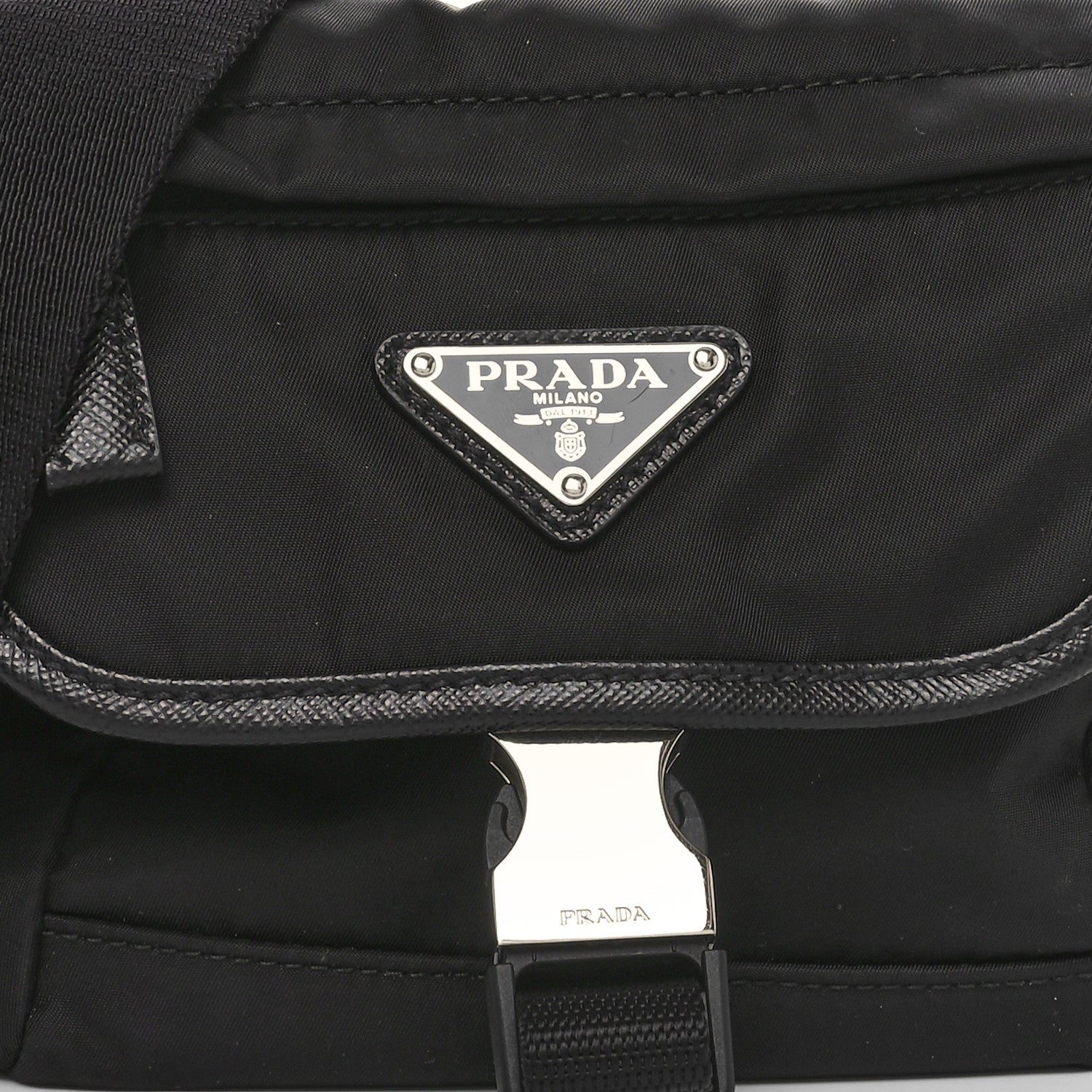 Prada Re-Nylon Saffiano Triangle Shoulder Bag Black 7 of 9