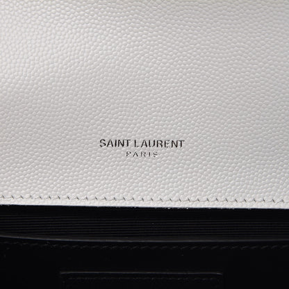 Saint Laurent Grain De Poudre Small Monogram Kate Satchel Optical White 6 of 7