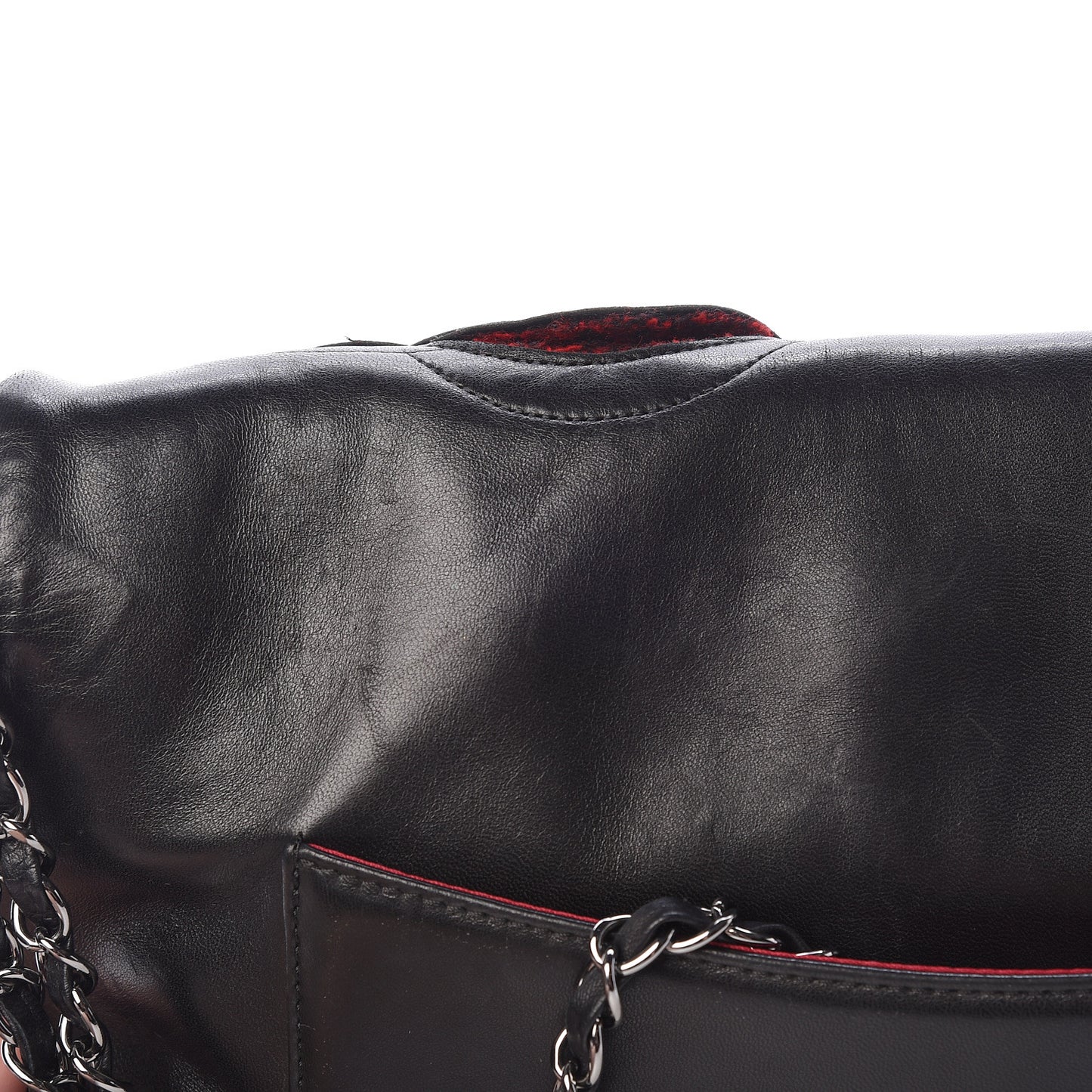Lambskin Tweed Maxi Camellia Petals Flap Black