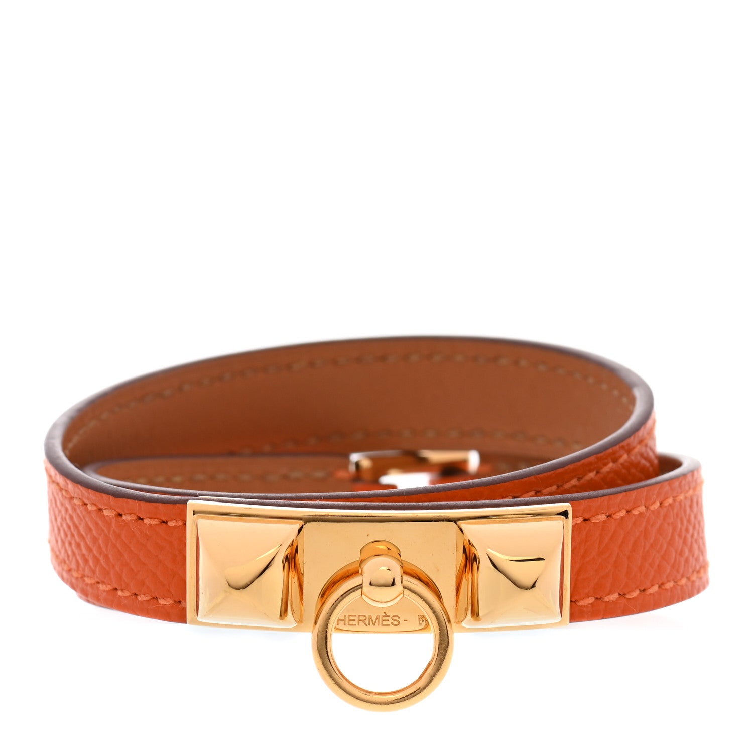 Hermes Epsom Rivale Double Tour Bracelet S Orange 1 of 6