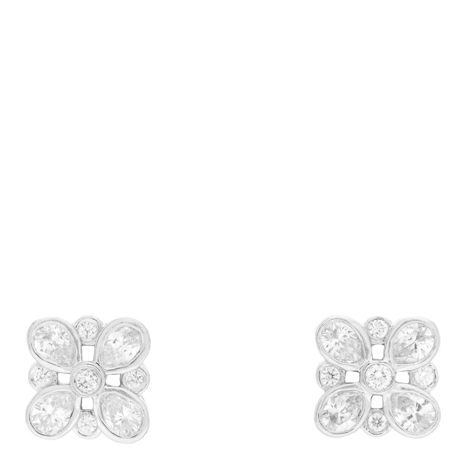 Tiffany Platinum Diamond Enchant Stud Earrings 1 of 5